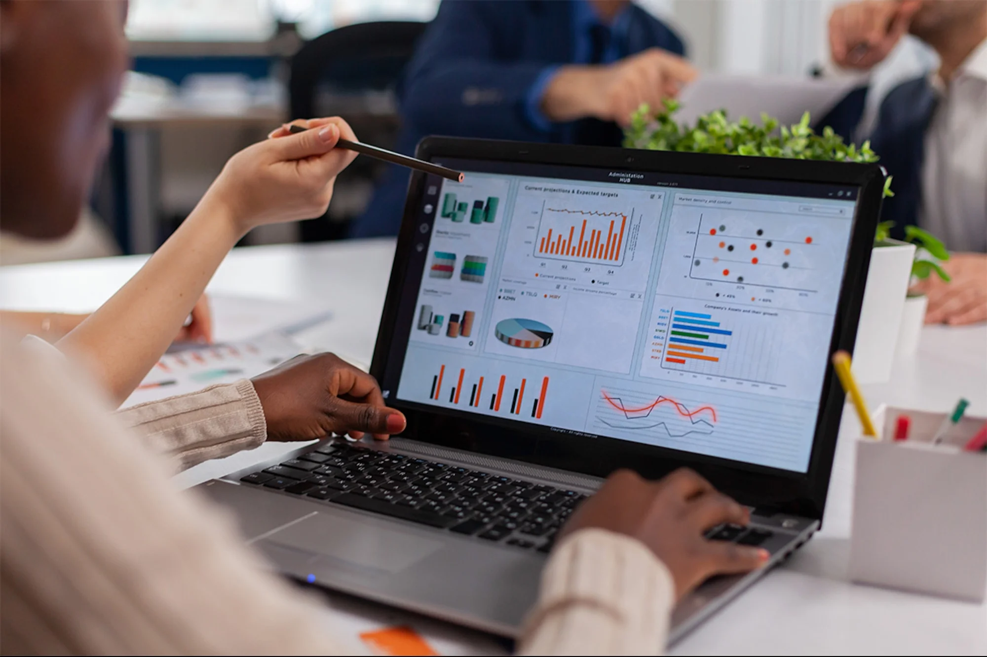 Analysts researching AI market trends